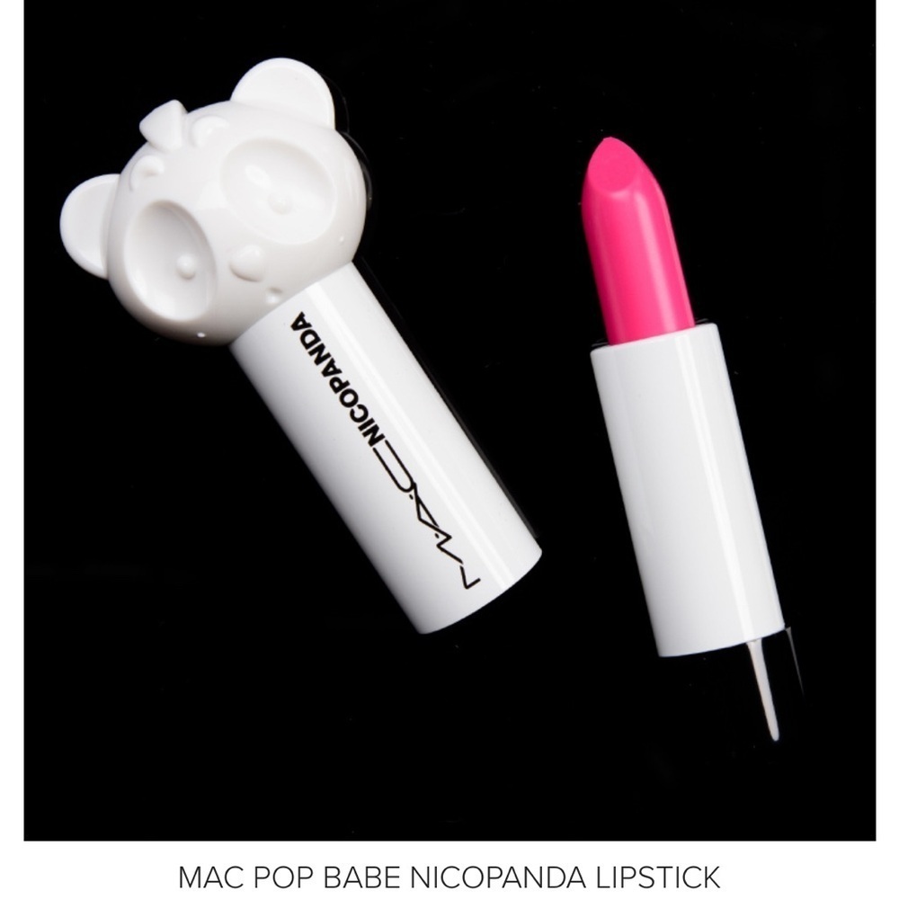 COPY - MAC Pop Babe is a very cool-toned, light-medium fuchsia with a semi-matt…